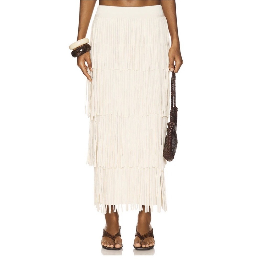 SIMONMILLER by Anthropologie ZAZA Knit Fringe Skirt in Ivory $325 NWT SIZE XS